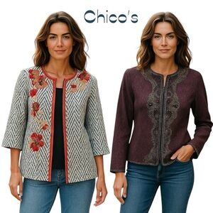 Chico’s Bundle Of Two Jackets Beaded Embroidered Size 8